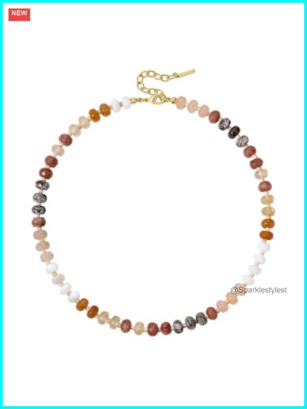Handmade Natural Gemstone Beaded Choker Necklace 14K Gold Plated